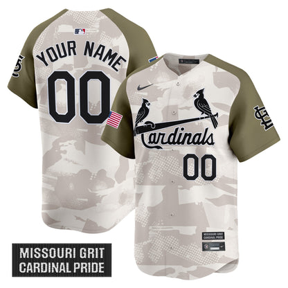 St. Louis Cardinals 2025 Armed Forces Day Vapor Premier Limited Custom Jersey - All Stitched