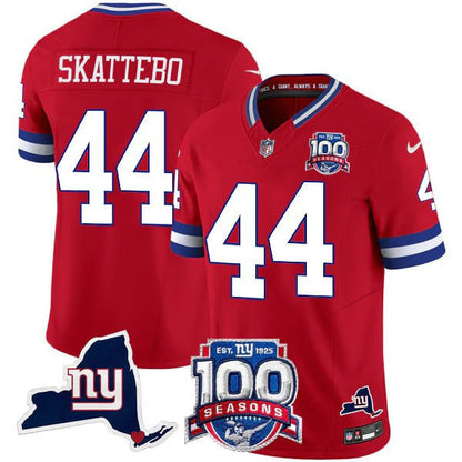 Men's New York Giants 100th Season & State Patch Vapor Limited Jersey - All Stitched