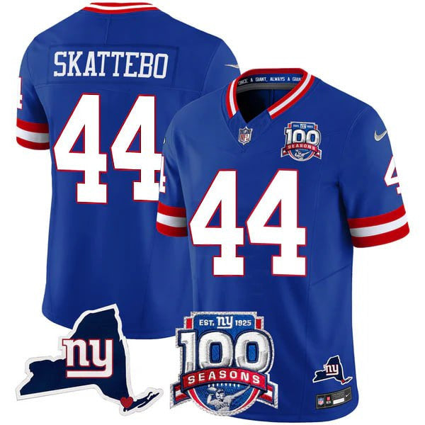 Men's New York Giants 100th Season & State Patch Vapor Limited Jersey - All Stitched