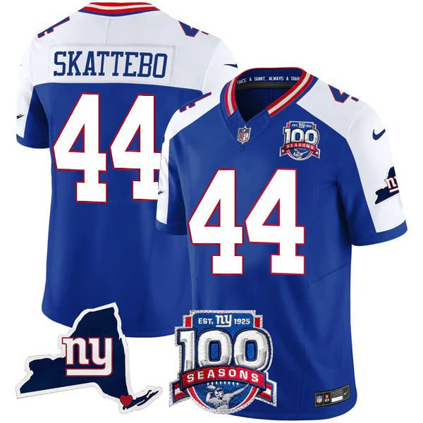 Men's New York Giants 100th Season & State Patch Vapor Limited Jersey - All Stitched
