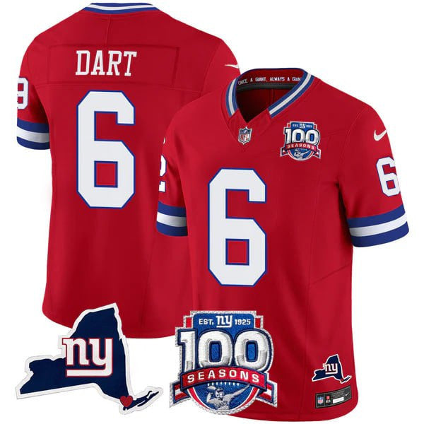 Men's New York Giants 100th Season & State Patch Vapor Limited Jersey - All Stitched