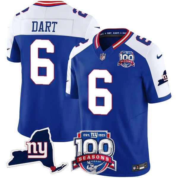 Men's New York Giants 100th Season & State Patch Vapor Limited Jersey - All Stitched