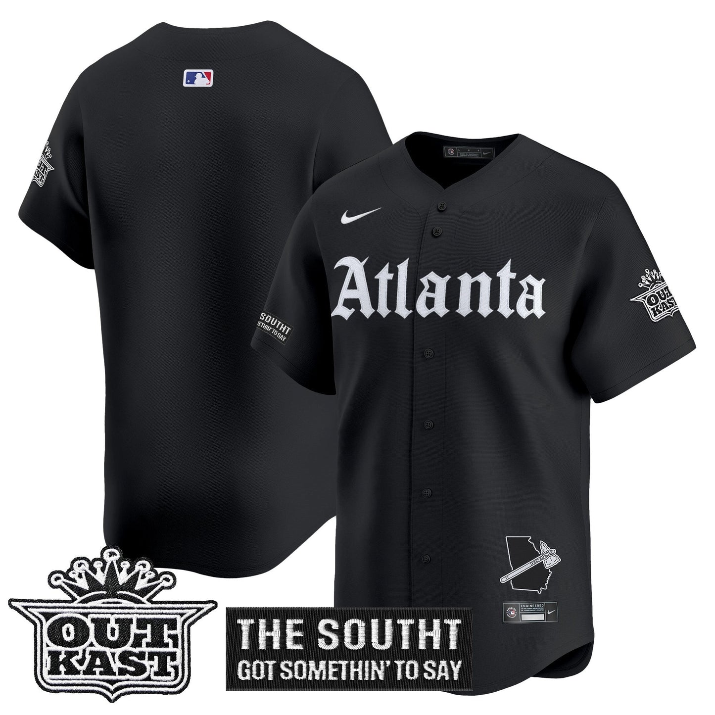 Men's Atlanta Braves 'Gothic South x Outkast Edition' Vapor Premier Limited Jersey - All Stitched