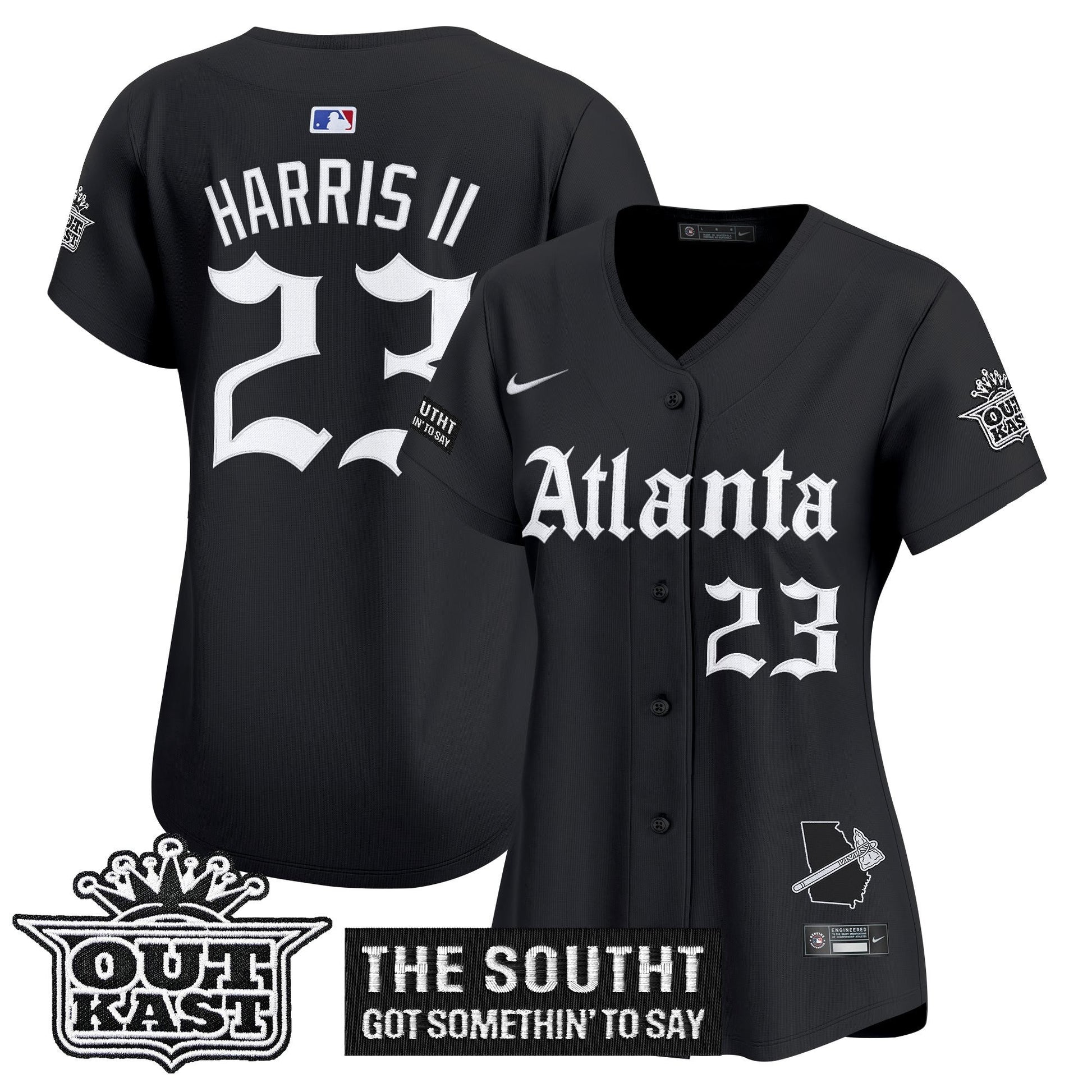 Women's Atlanta Braves 'Gothic South x Outkast Edition' Vapor Premier Limited Jersey - All Stitched