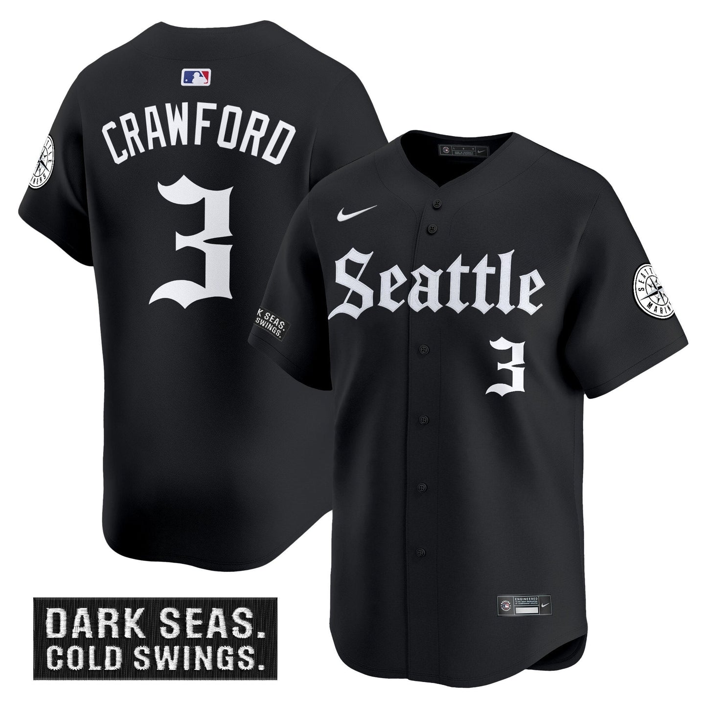 Men's Seattle Mariners 'Deep Sea Gothic Edition' Vapor Premier Limited Jersey - All Stitched