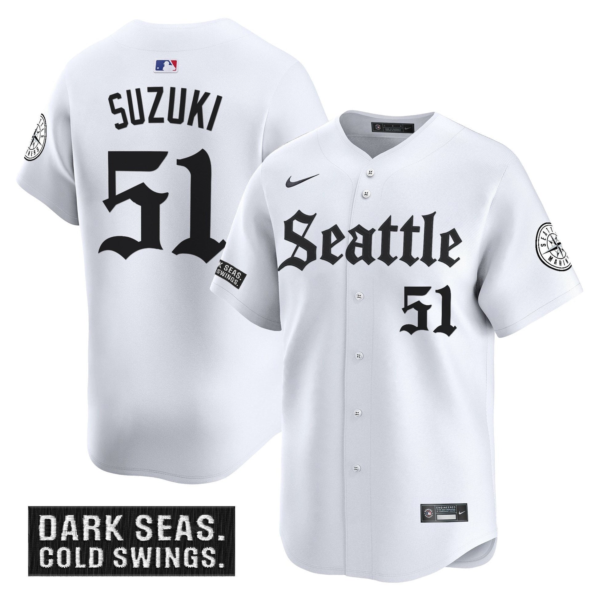 Men's Seattle Mariners 'Deep Sea Gothic Edition' Vapor Premier Limited Jersey - All Stitched