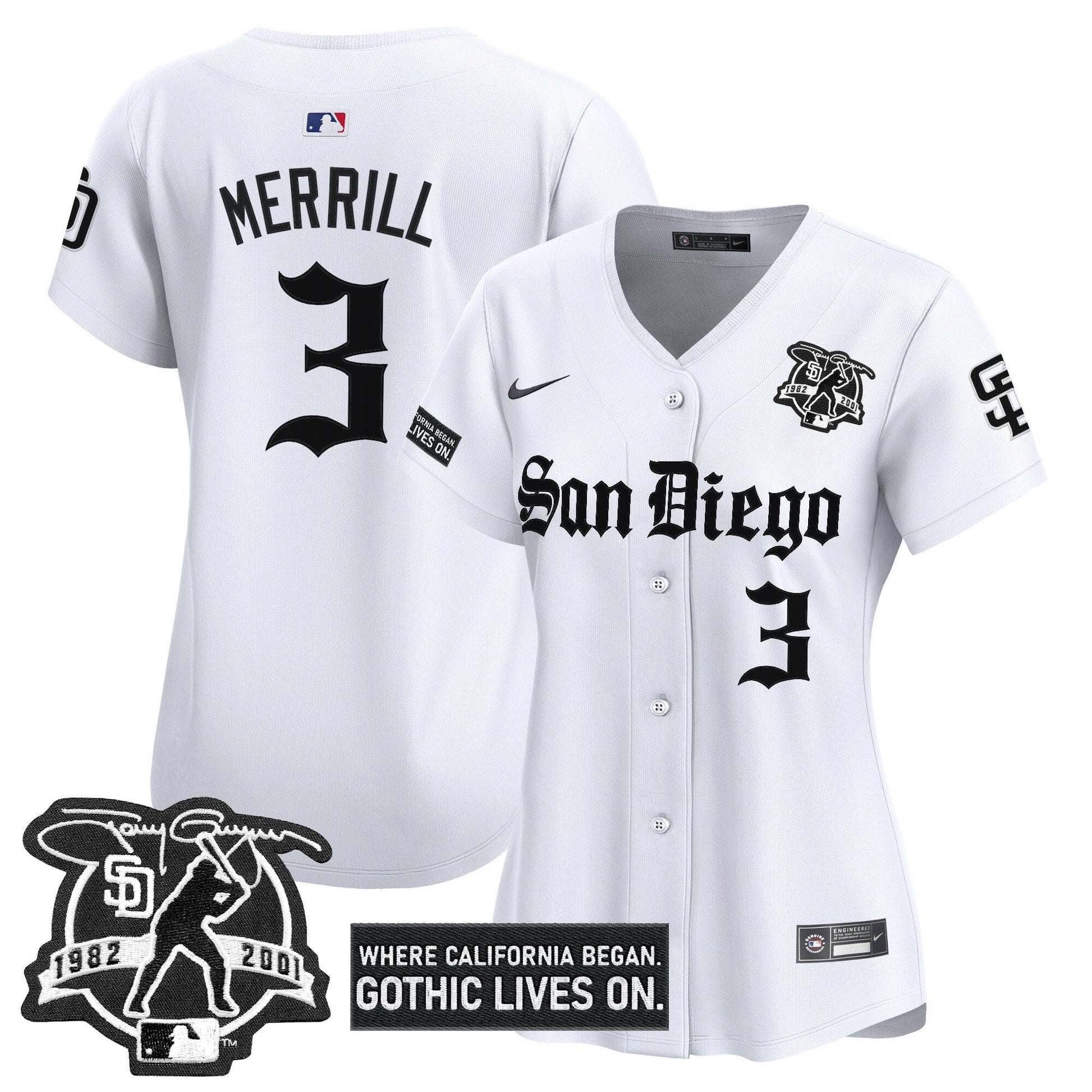Women's San Diego Padres 'Gothic Edition' Vapor Premier Limited Jersey - All Stitched