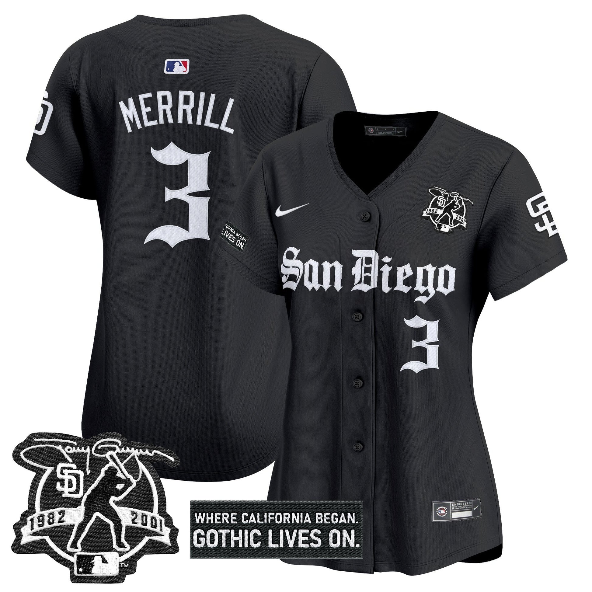 Women's San Diego Padres 'Gothic Edition' Vapor Premier Limited Jersey - All Stitched