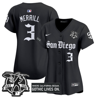 Women's San Diego Padres 'Gothic Edition' Vapor Premier Limited Jersey - All Stitched