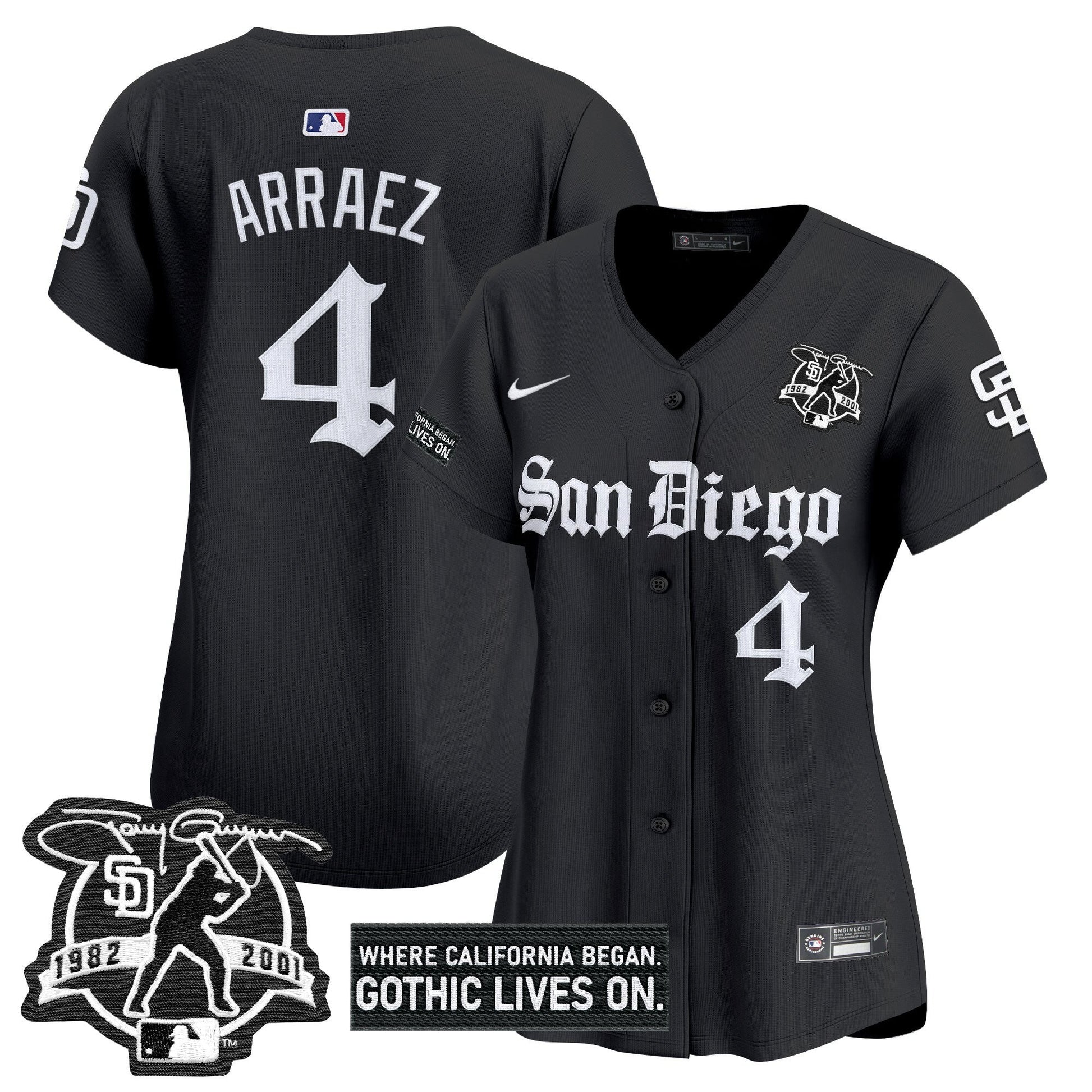 Women's San Diego Padres 'Gothic Edition' Vapor Premier Limited Jersey - All Stitched