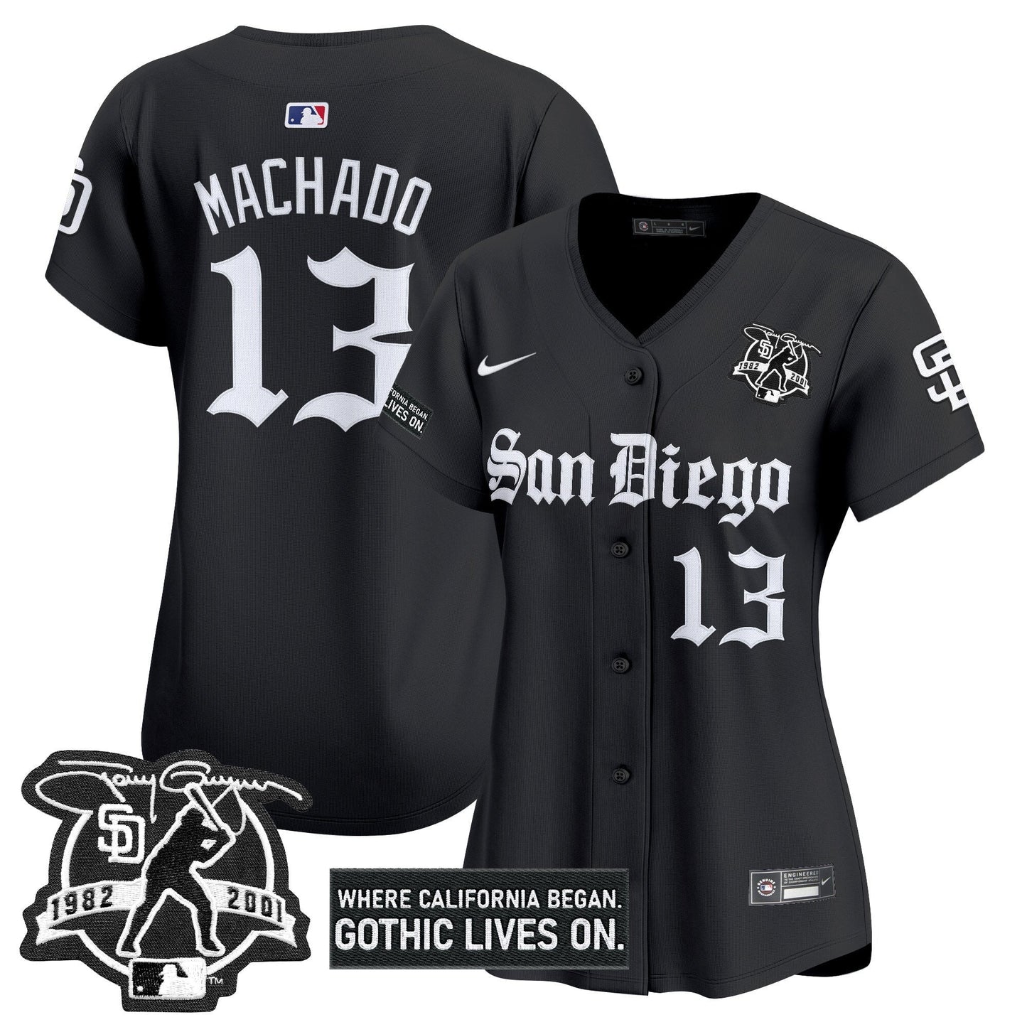 Women's San Diego Padres 'Gothic Edition' Vapor Premier Limited Jersey - All Stitched