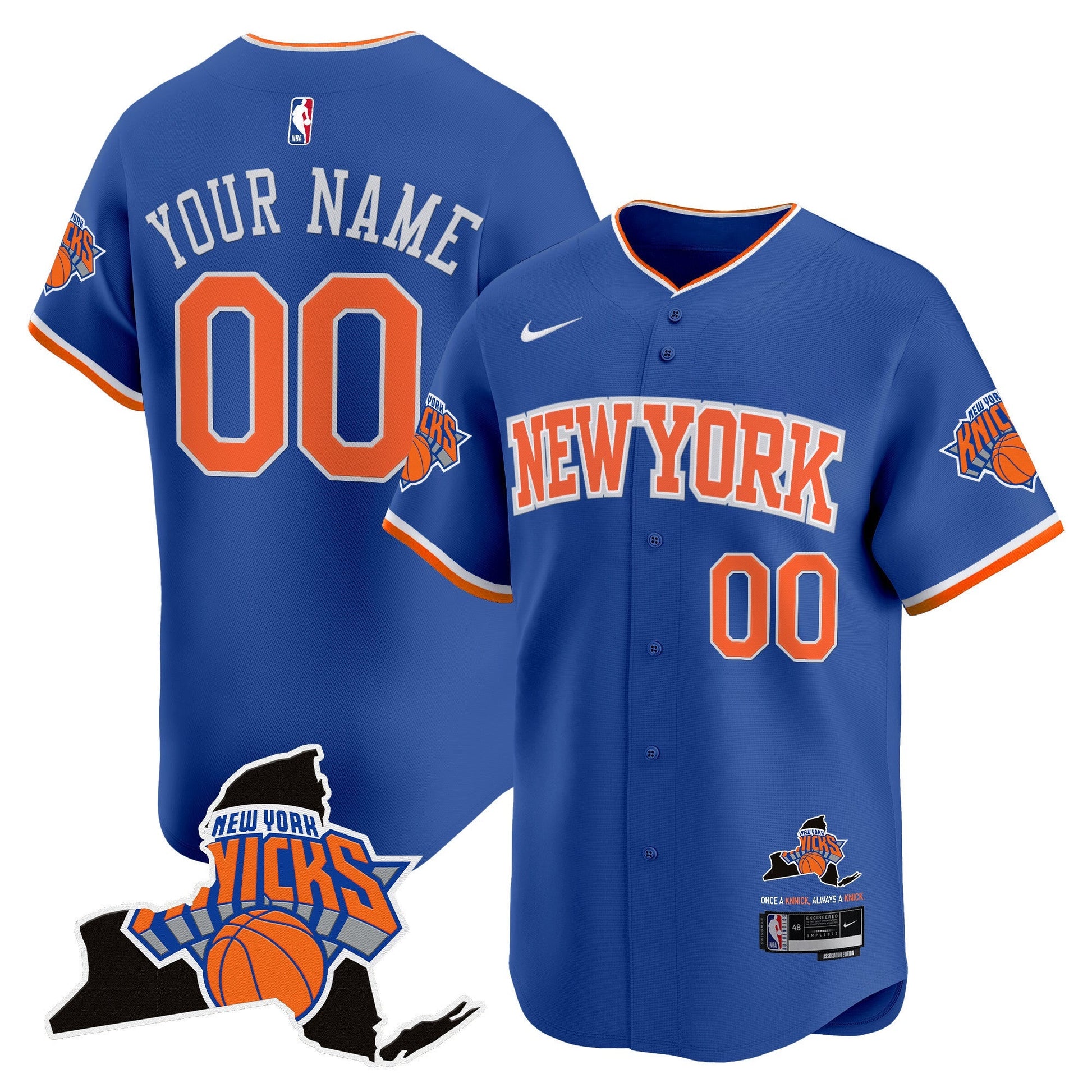 New York Knicks Vapor Baseball Custom Jersey - All Stitched