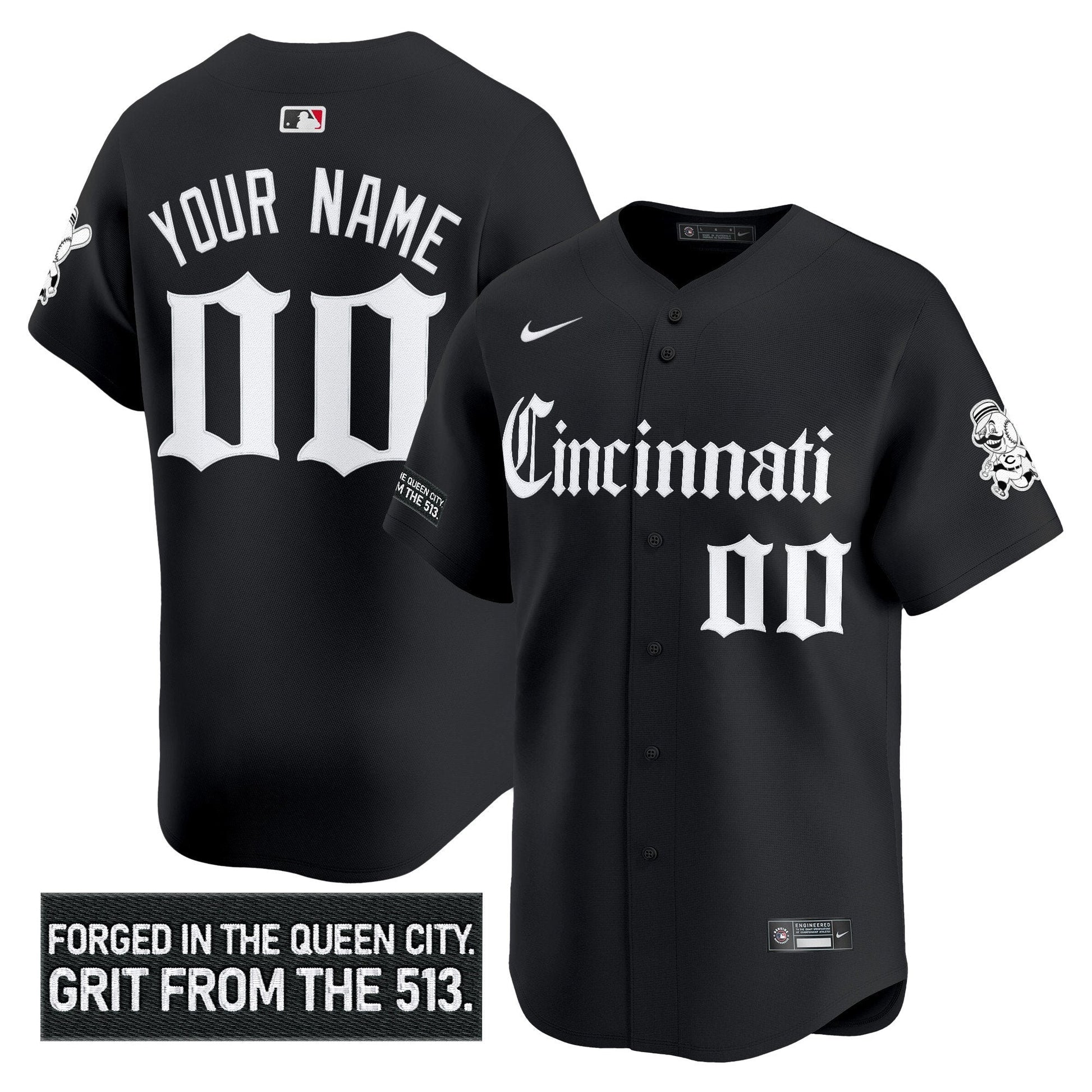 Cincinnati Reds 'Gothic Queen City Edition' Vapor Premier Limited Custom Jersey - All Stitched