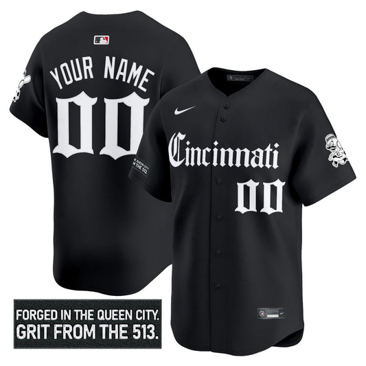 Cincinnati Reds 'Gothic Queen City Edition' Vapor Premier Limited Custom Jersey - All Stitched