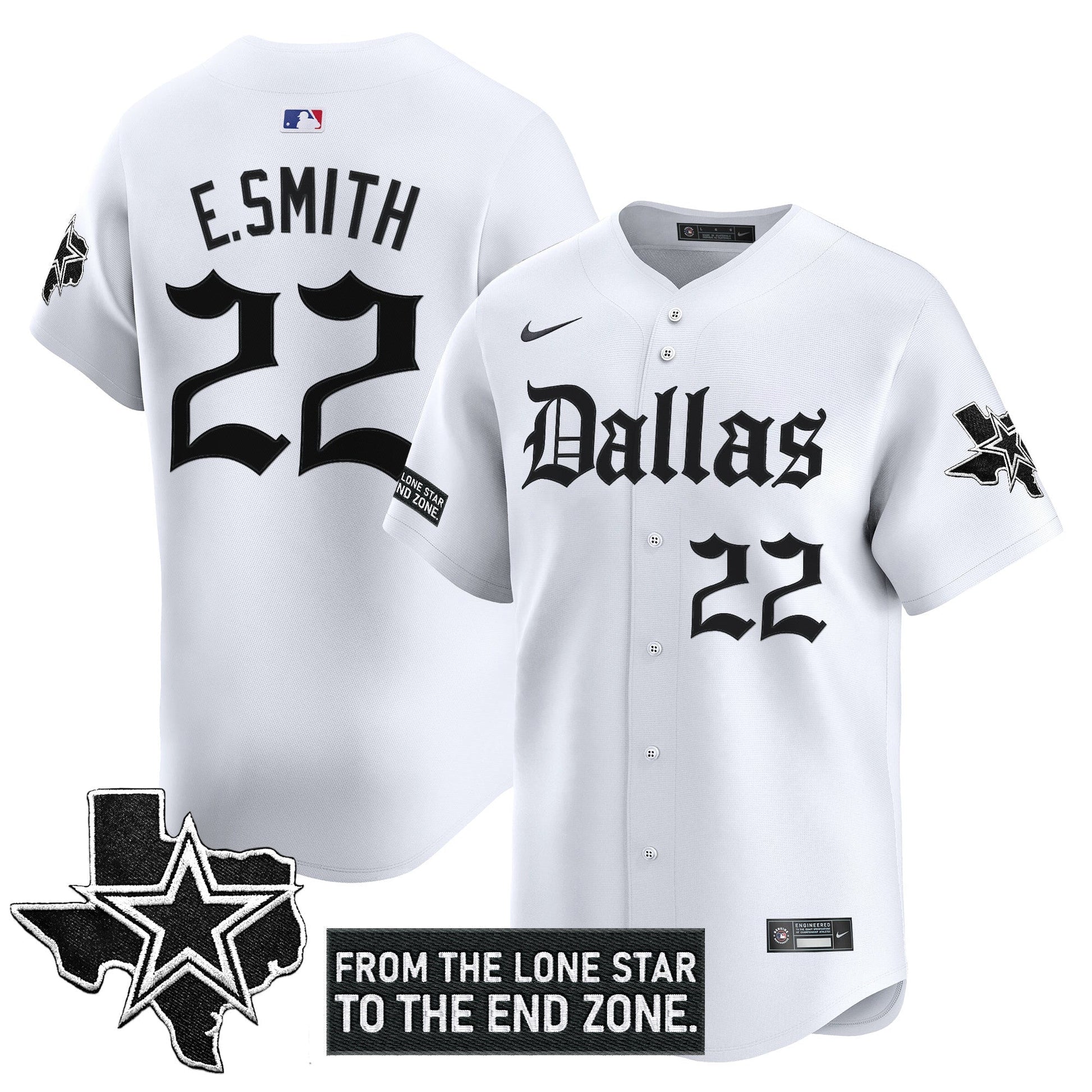 Men's Dallas Cowboys 'Gothic Lone Star Edition' Vapor Baseball Jersey - All Stitched