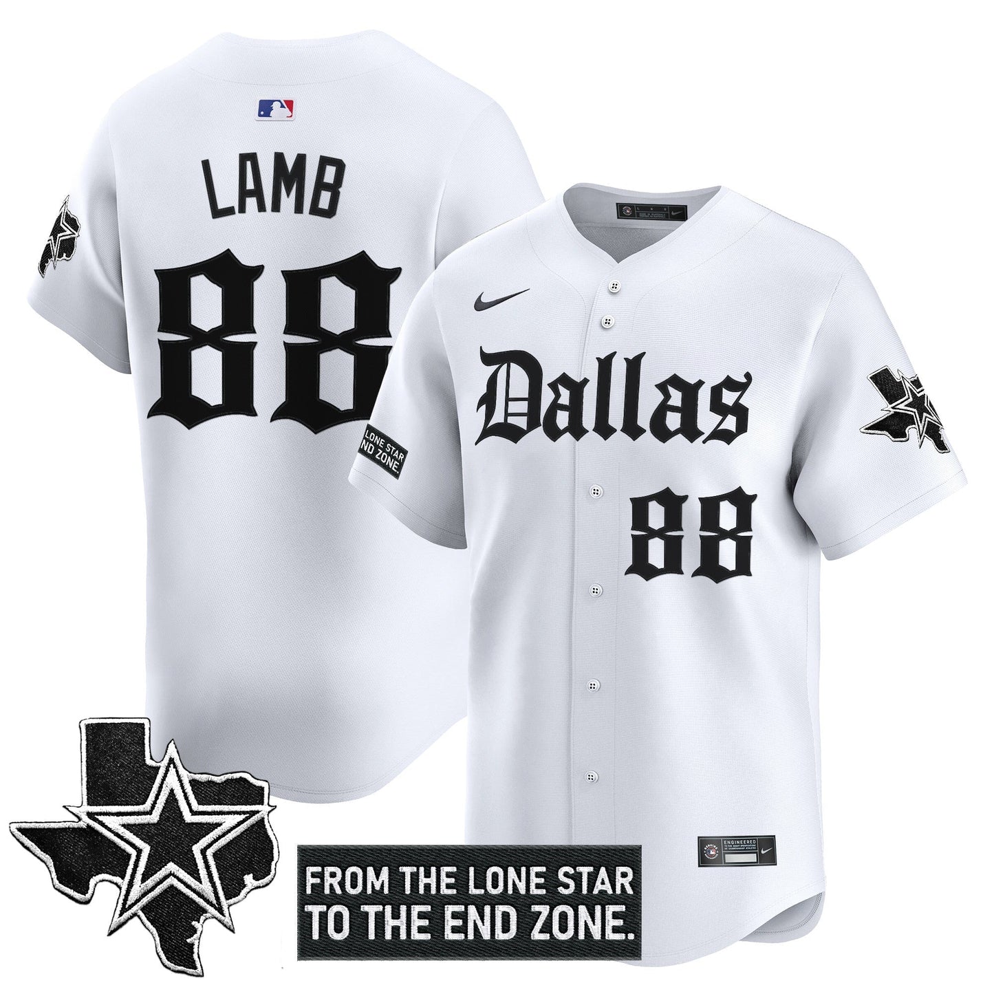 Men's Dallas Cowboys 'Gothic Lone Star Edition' Vapor Baseball Jersey - All Stitched