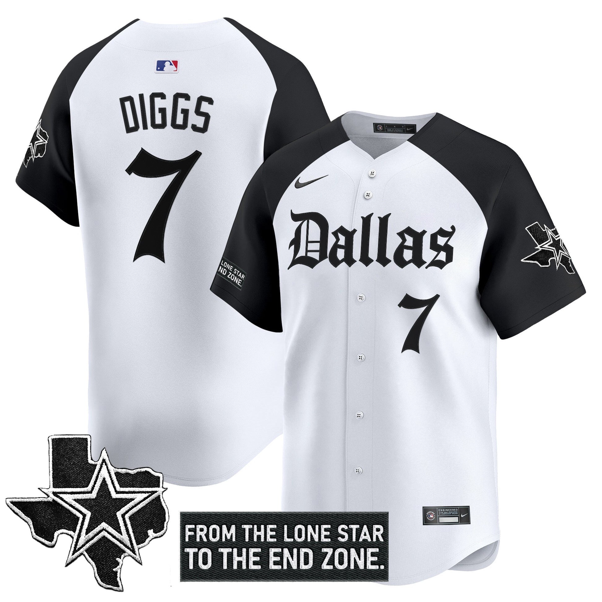 Men's Dallas Cowboys 'Gothic Lone Star Edition' Vapor Baseball Jersey - All Stitched