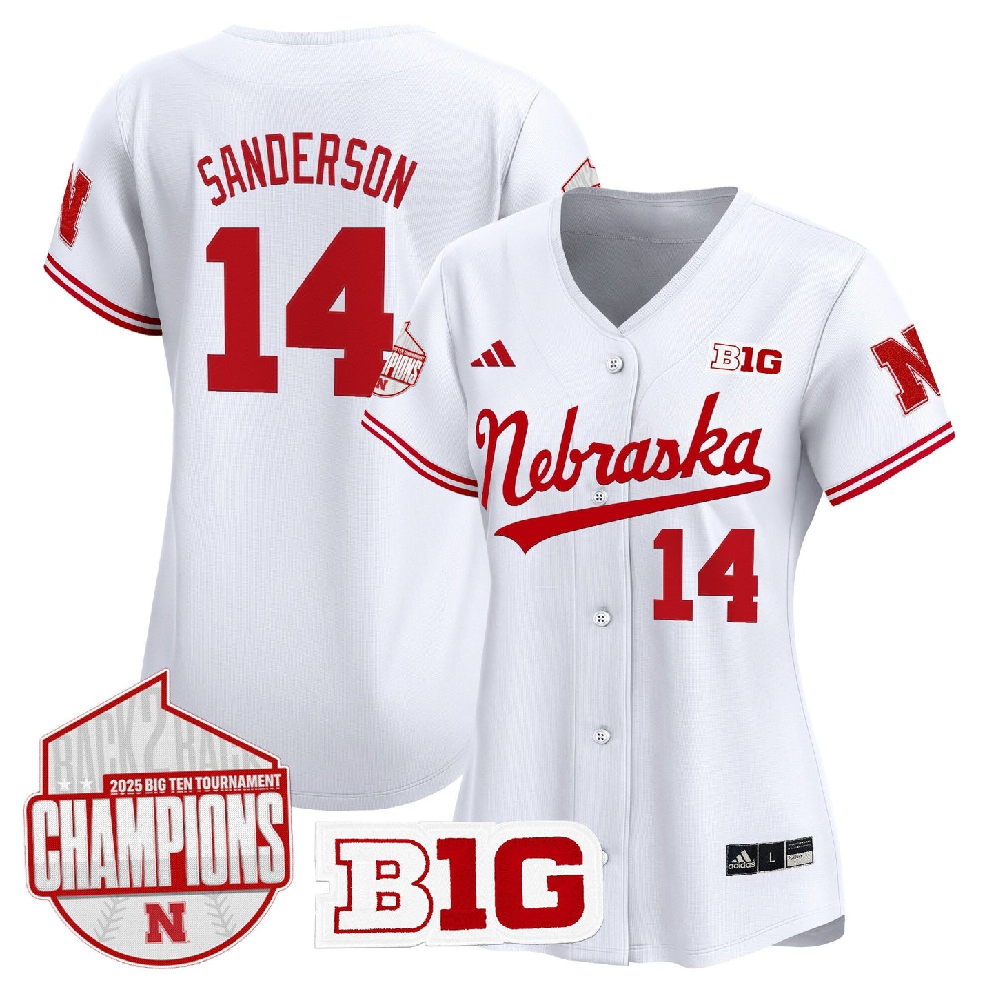 Women's Nebraska Huskers Back 2 Back Champions Patch Vapor Premier Limited Jersey - All Stitched