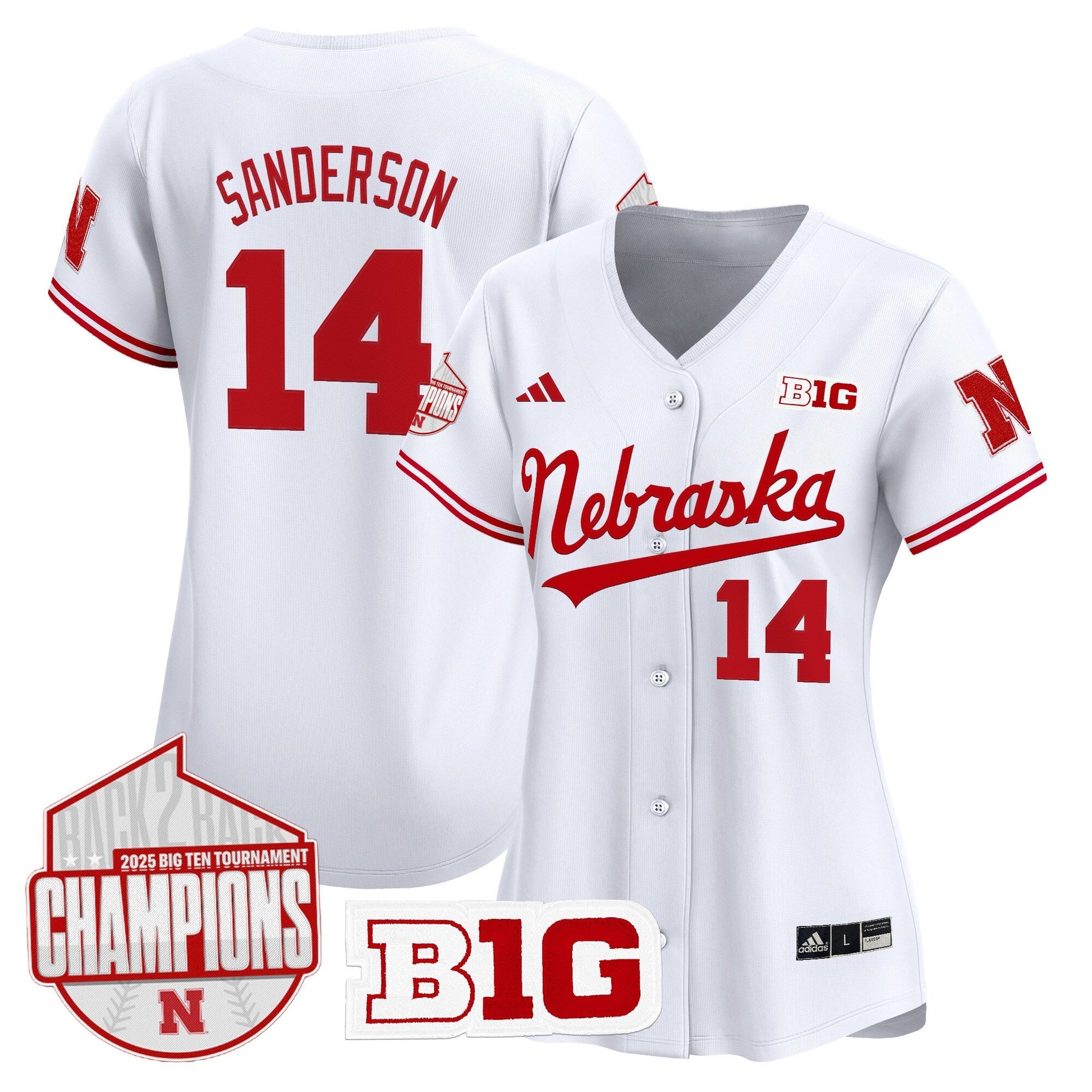 Women's Nebraska Huskers Back 2 Back Champions Patch Vapor Premier Limited Jersey - All Stitched
