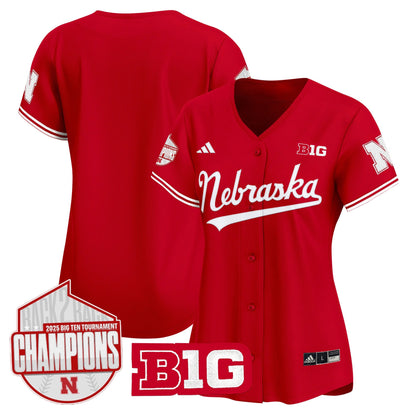 Women's Nebraska Huskers Back 2 Back Champions Patch Vapor Premier Limited Jersey - All Stitched