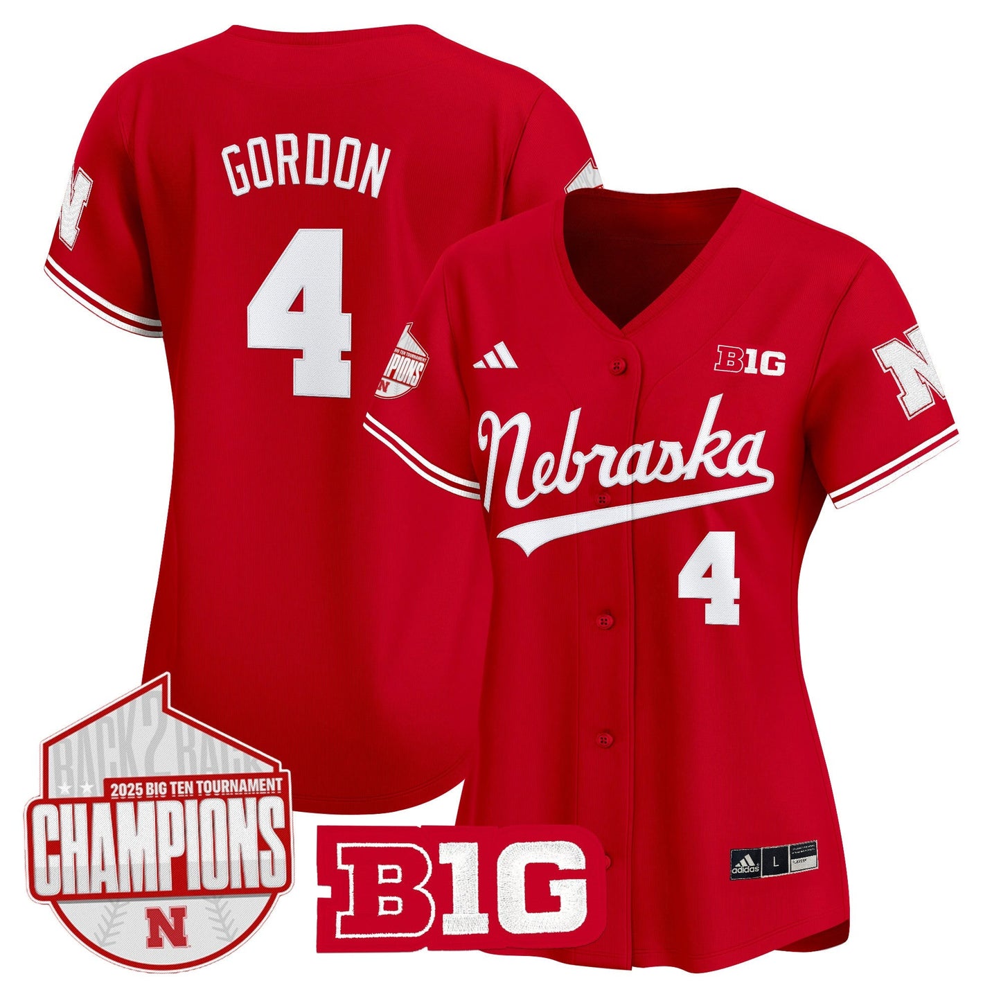 Women's Nebraska Huskers Back 2 Back Champions Patch Vapor Premier Limited Jersey - All Stitched