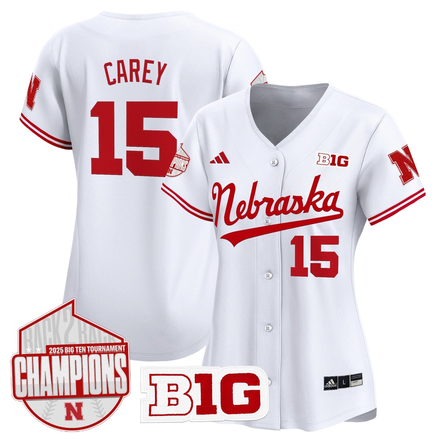 Women's Nebraska Huskers Back 2 Back Champions Patch Vapor Premier Limited Jersey - All Stitched