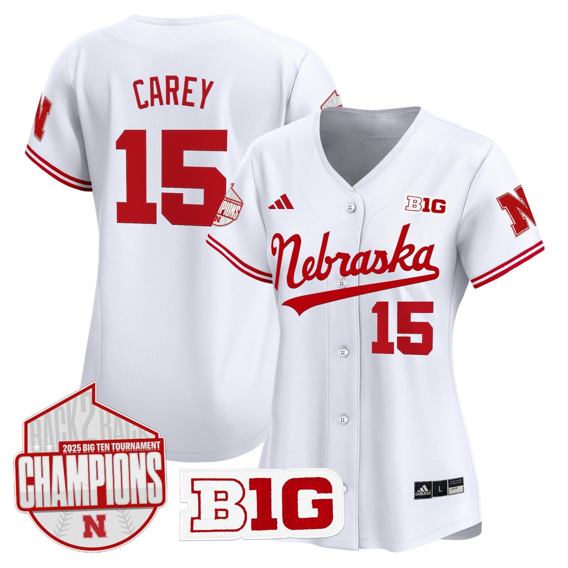 Women's Nebraska Huskers Back 2 Back Champions Patch Vapor Premier Limited Jersey - All Stitched