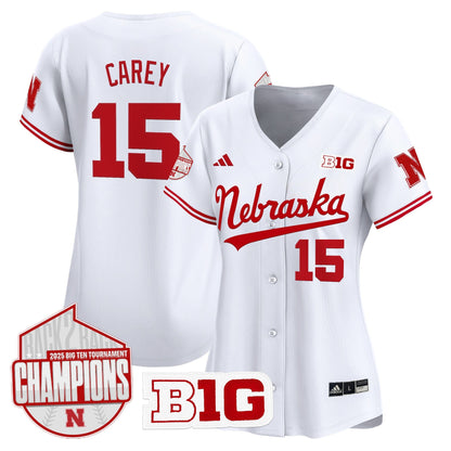 Women's Nebraska Huskers Back 2 Back Champions Patch Vapor Premier Limited Jersey - All Stitched