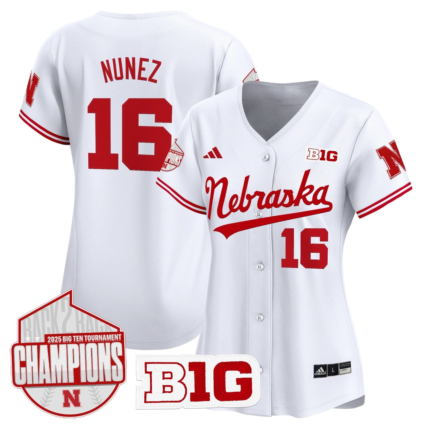 Women's Nebraska Huskers Back 2 Back Champions Patch Vapor Premier Limited Jersey - All Stitched