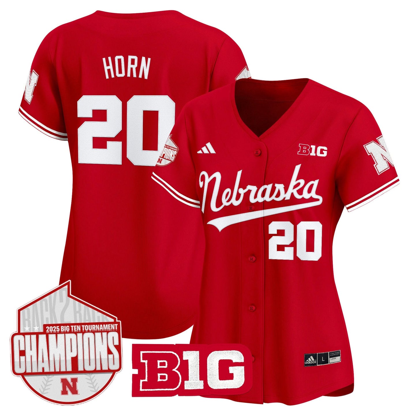 Women's Nebraska Huskers Back 2 Back Champions Patch Vapor Premier Limited Jersey - All Stitched