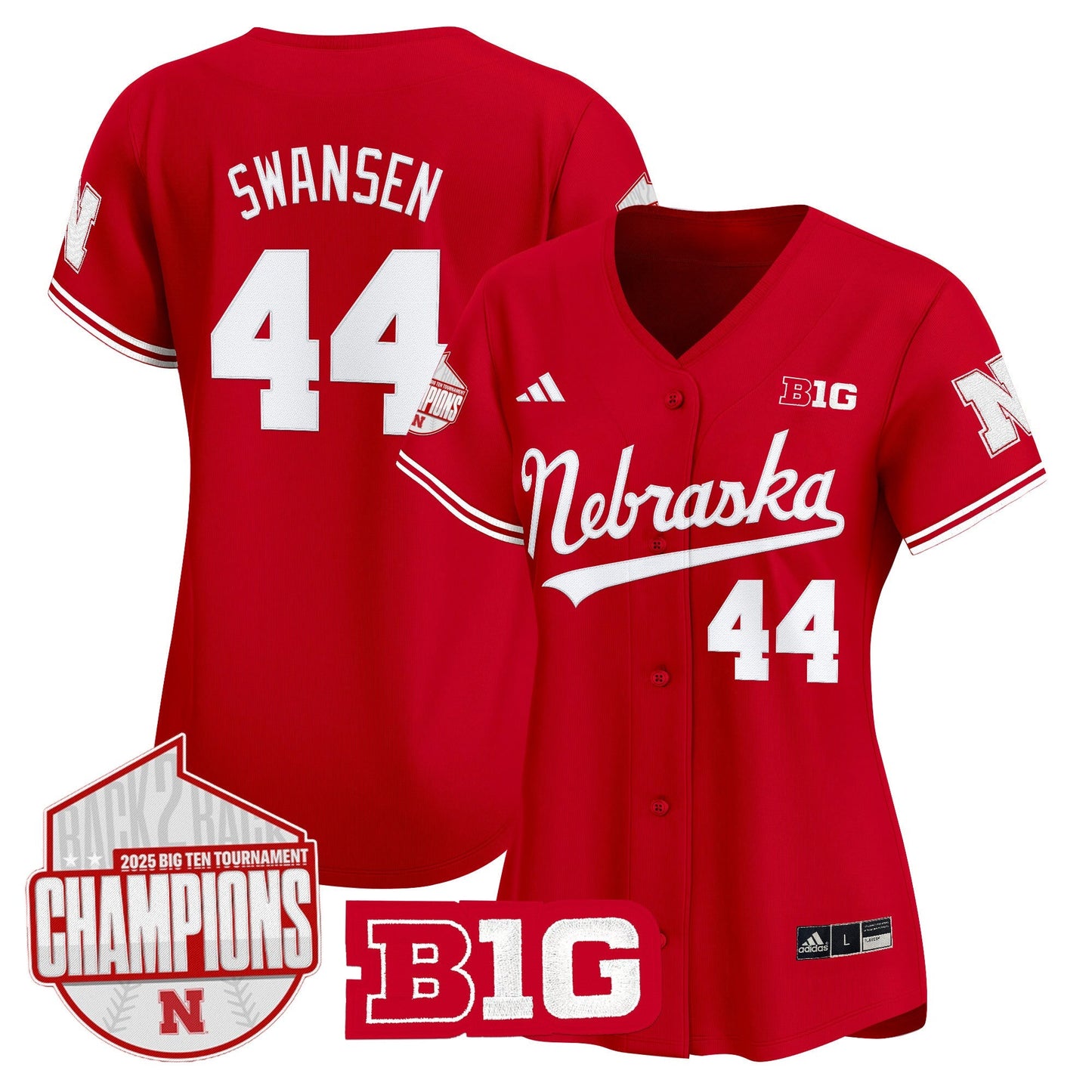 Women's Nebraska Huskers Back 2 Back Champions Patch Vapor Premier Limited Jersey - All Stitched