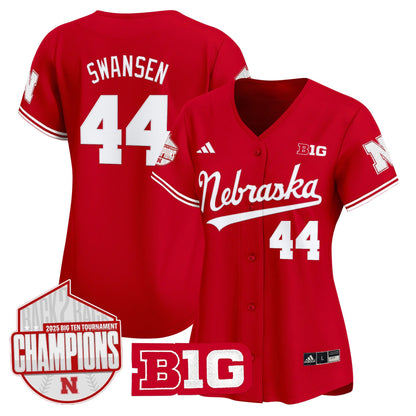 Women's Nebraska Huskers Back 2 Back Champions Patch Vapor Premier Limited Jersey - All Stitched