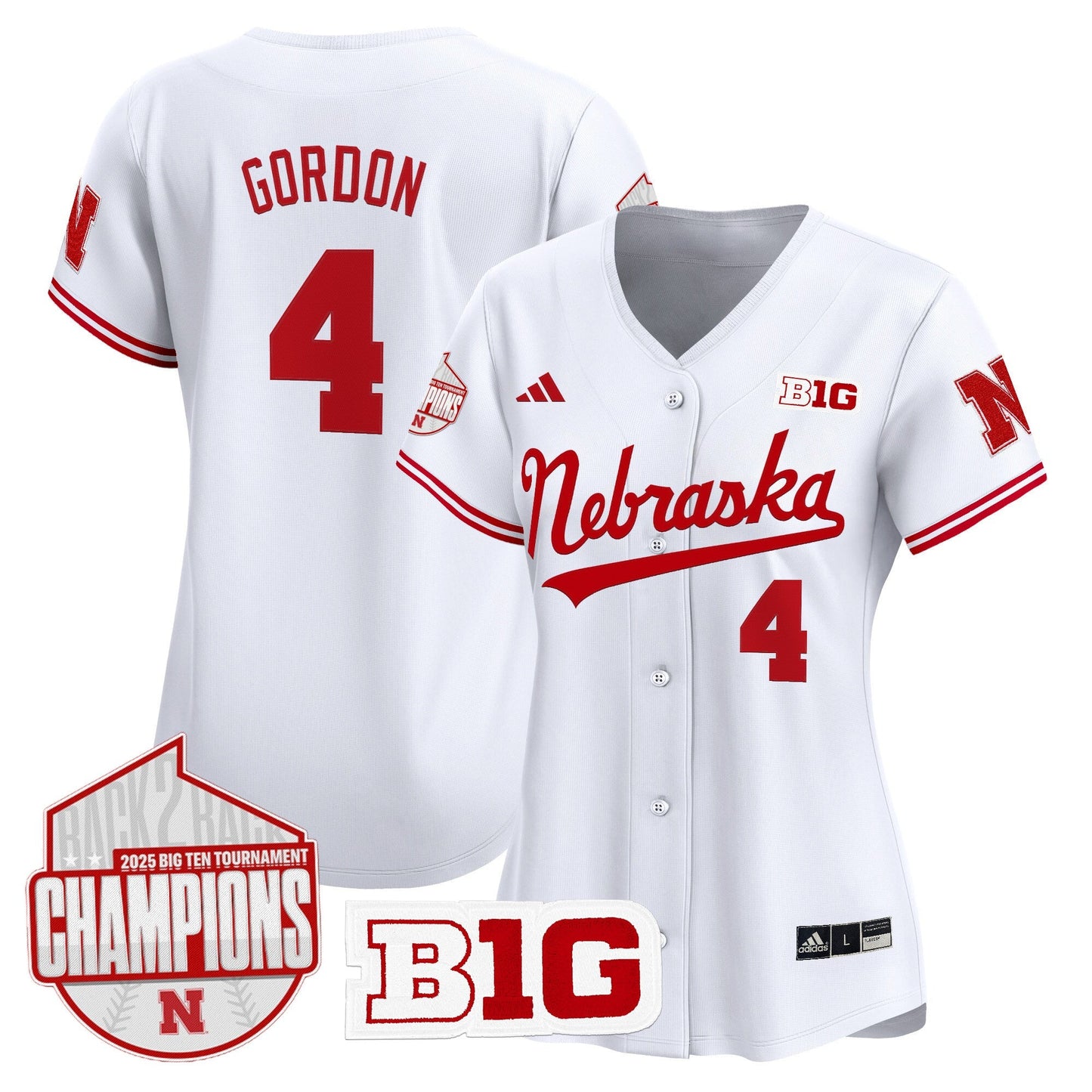 Women's Nebraska Huskers Back 2 Back Champions Patch Vapor Premier Limited Jersey - All Stitched