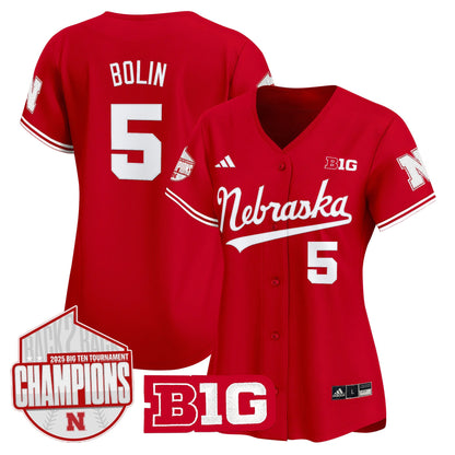 Women's Nebraska Huskers Back 2 Back Champions Patch Vapor Premier Limited Jersey - All Stitched