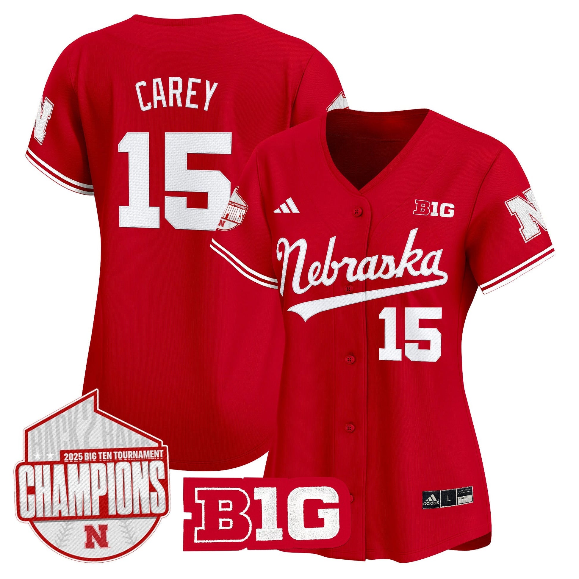 Women's Nebraska Huskers Back 2 Back Champions Patch Vapor Premier Limited Jersey - All Stitched