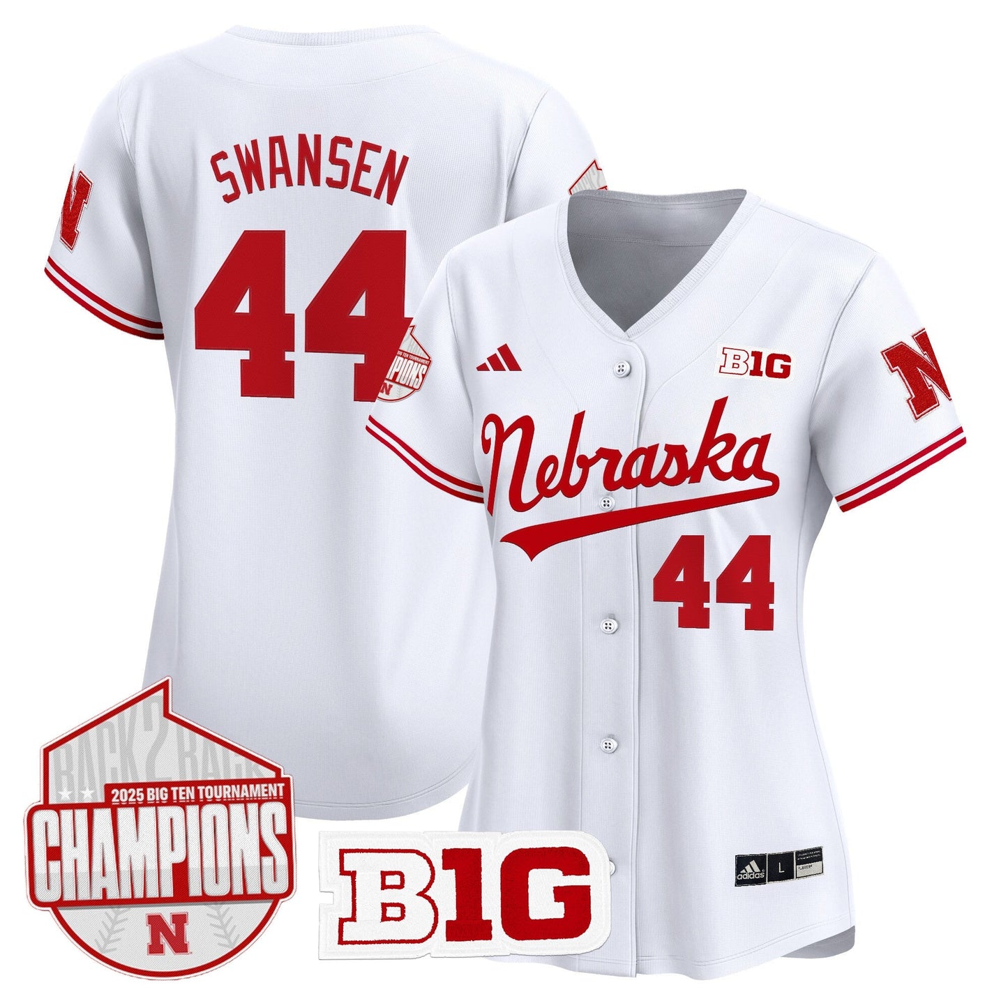 Women's Nebraska Huskers Back 2 Back Champions Patch Vapor Premier Limited Jersey - All Stitched