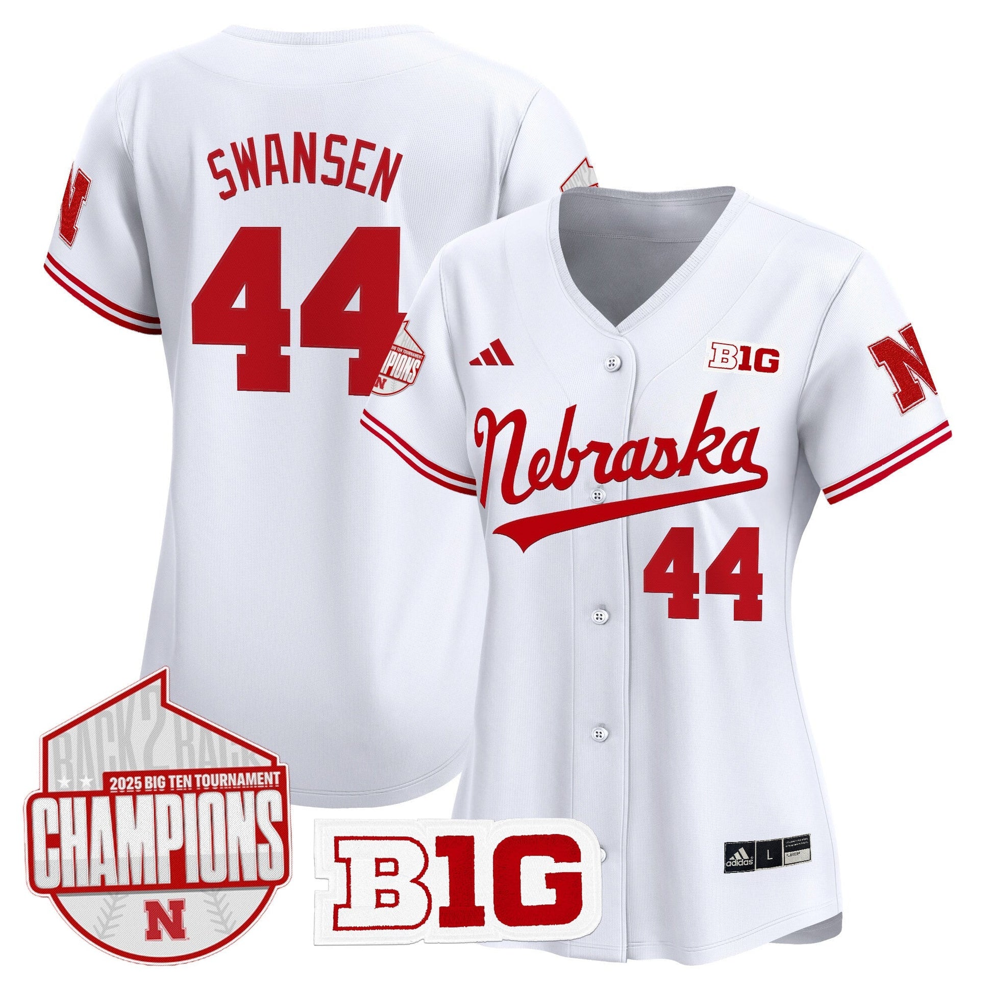 Women's Nebraska Huskers Back 2 Back Champions Patch Vapor Premier Limited Jersey - All Stitched