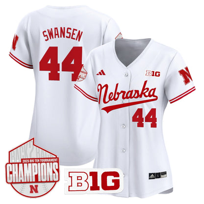 Women's Nebraska Huskers Back 2 Back Champions Patch Vapor Premier Limited Jersey - All Stitched