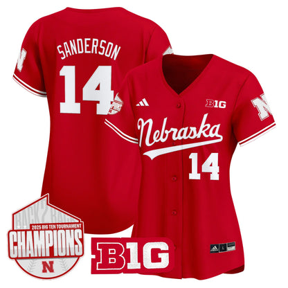 Women's Nebraska Huskers Back 2 Back Champions Patch Vapor Premier Limited Jersey - All Stitched