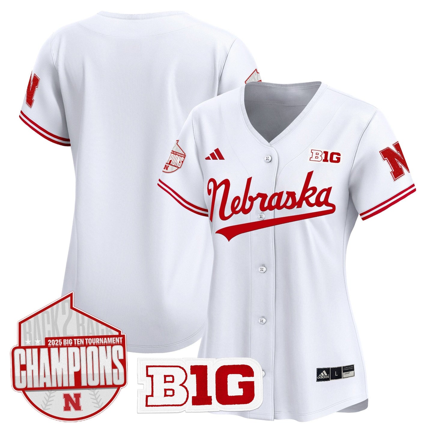 Women's Nebraska Huskers Back 2 Back Champions Patch Vapor Premier Limited Jersey - All Stitched