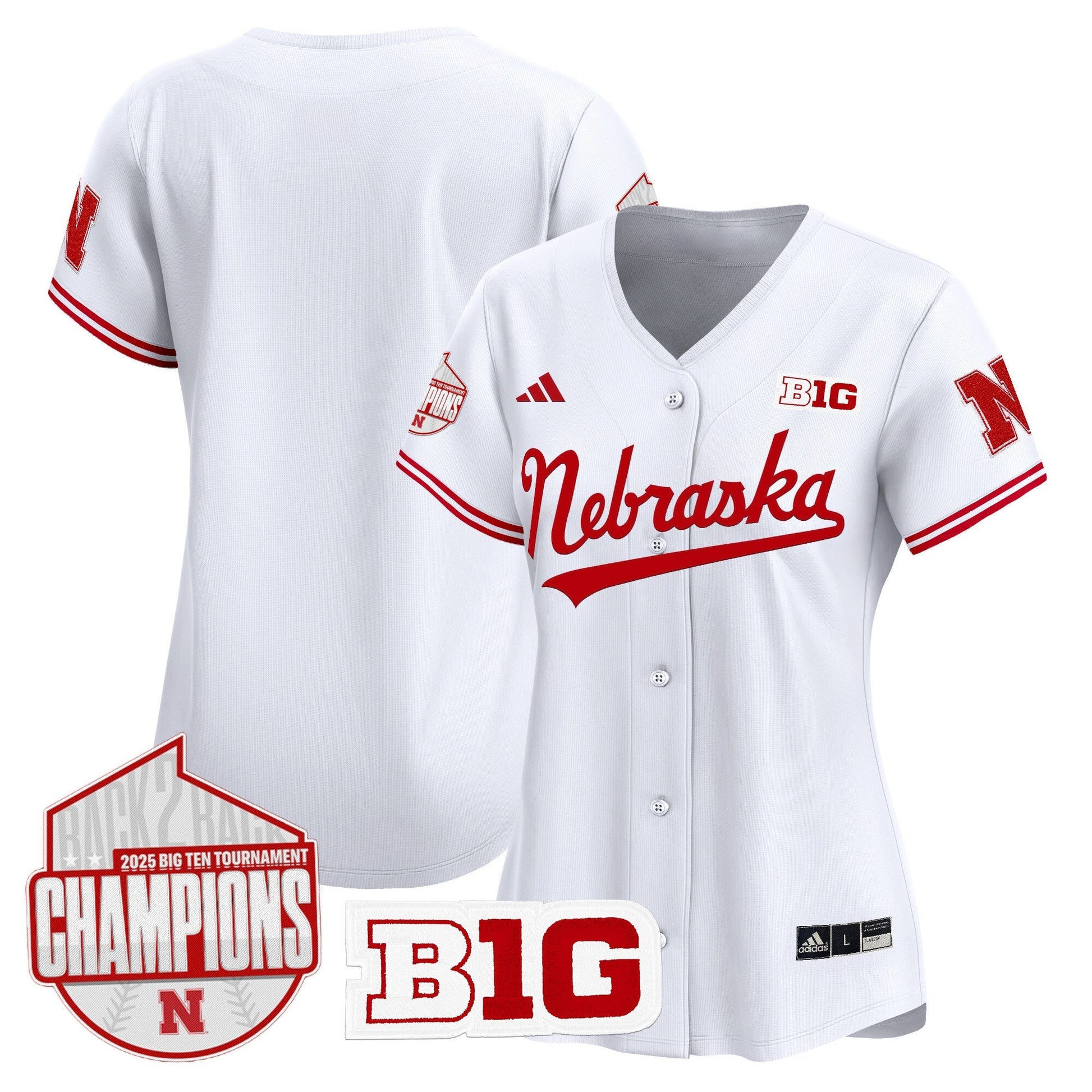 Women's Nebraska Huskers Back 2 Back Champions Patch Vapor Premier Limited Jersey - All Stitched