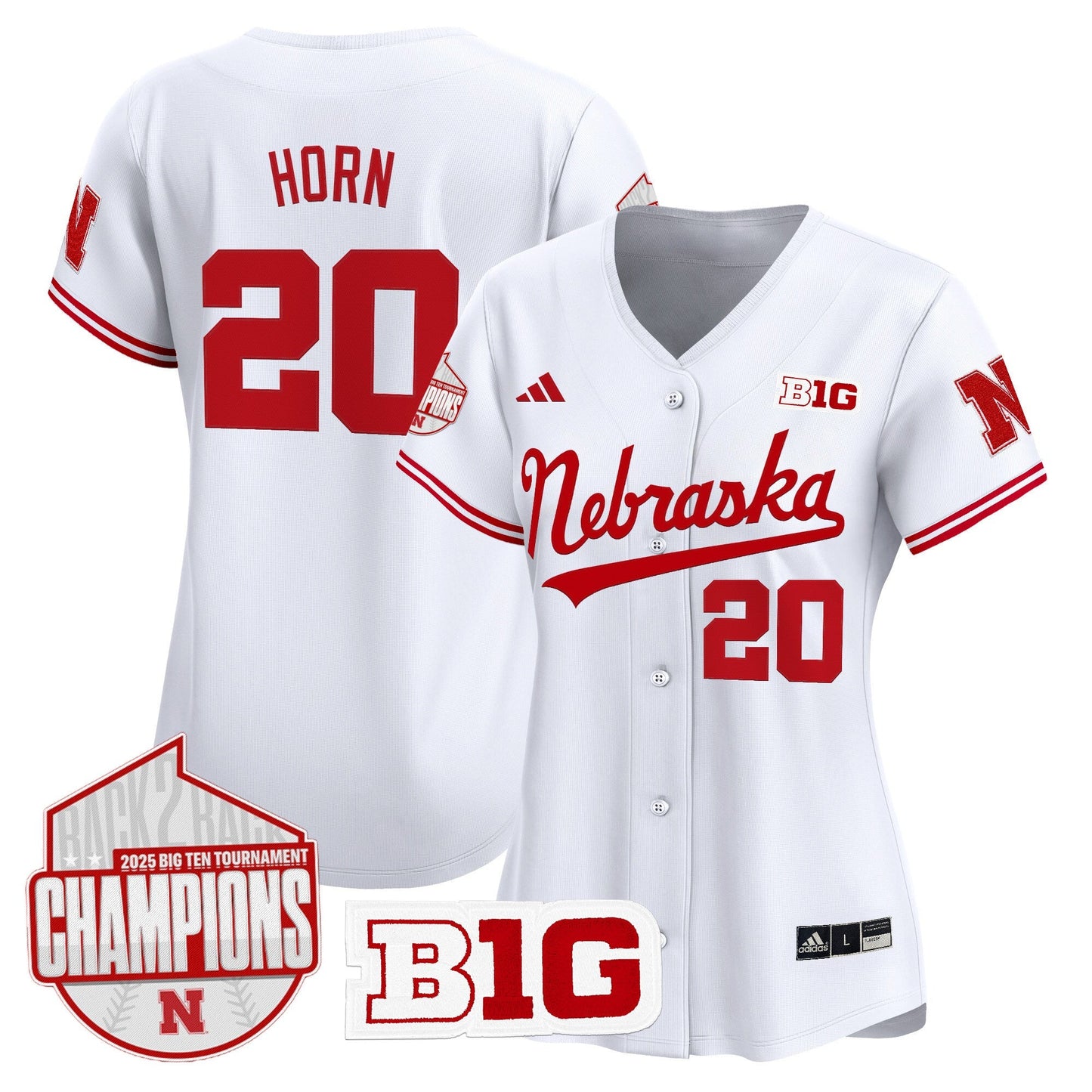 Women's Nebraska Huskers Back 2 Back Champions Patch Vapor Premier Limited Jersey - All Stitched