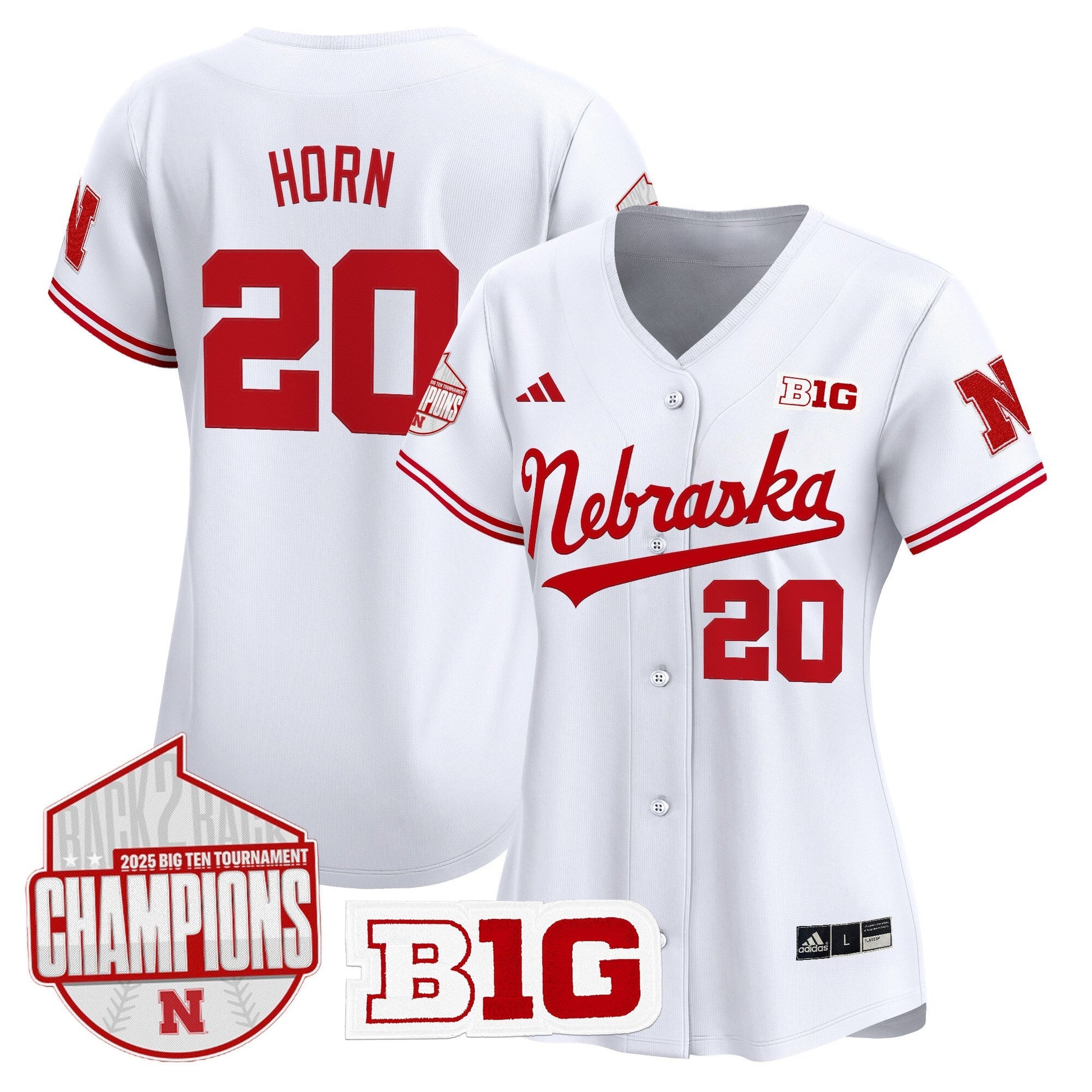 Women's Nebraska Huskers Back 2 Back Champions Patch Vapor Premier Limited Jersey - All Stitched