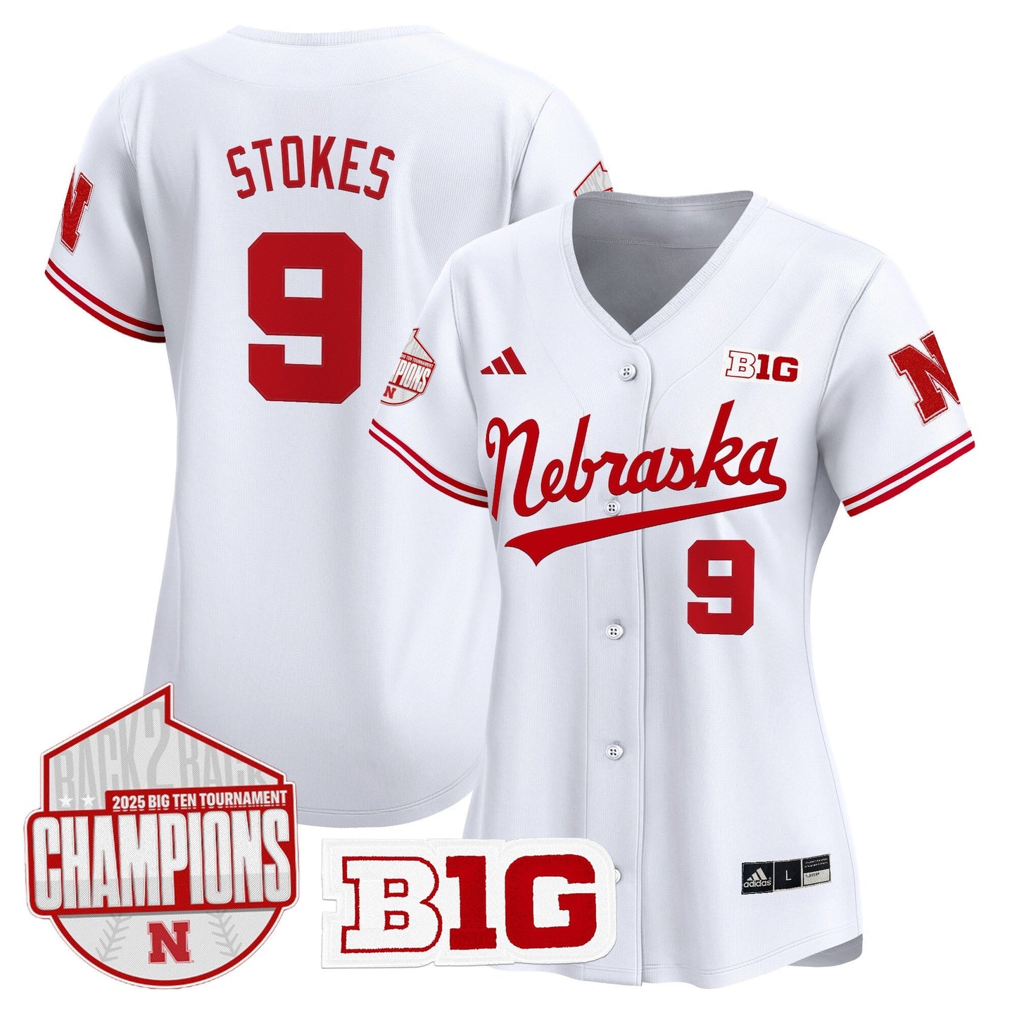 Women's Nebraska Huskers Back 2 Back Champions Patch Vapor Premier Limited Jersey - All Stitched