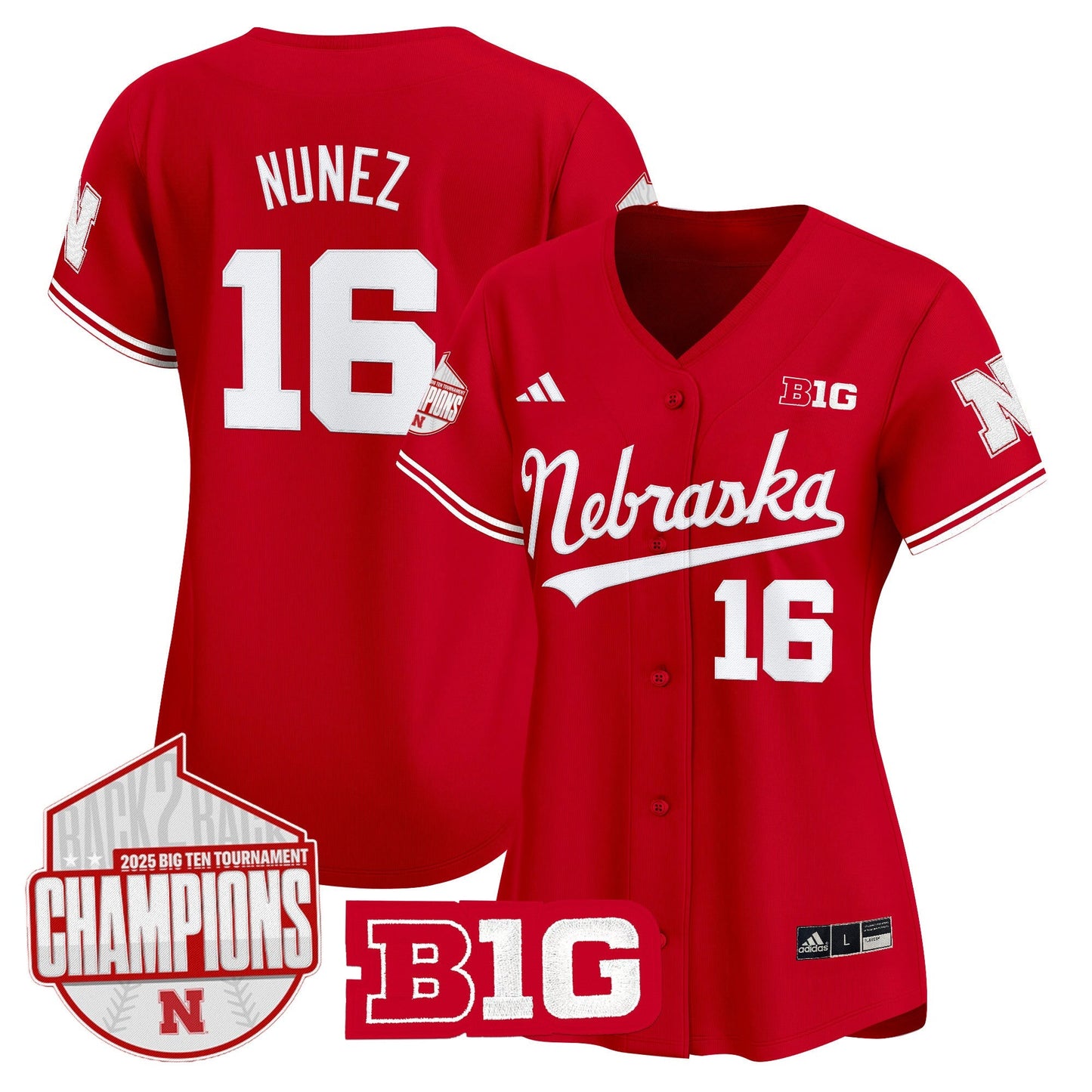 Women's Nebraska Huskers Back 2 Back Champions Patch Vapor Premier Limited Jersey - All Stitched