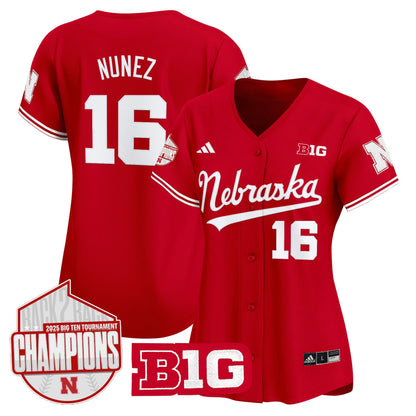 Women's Nebraska Huskers Back 2 Back Champions Patch Vapor Premier Limited Jersey - All Stitched