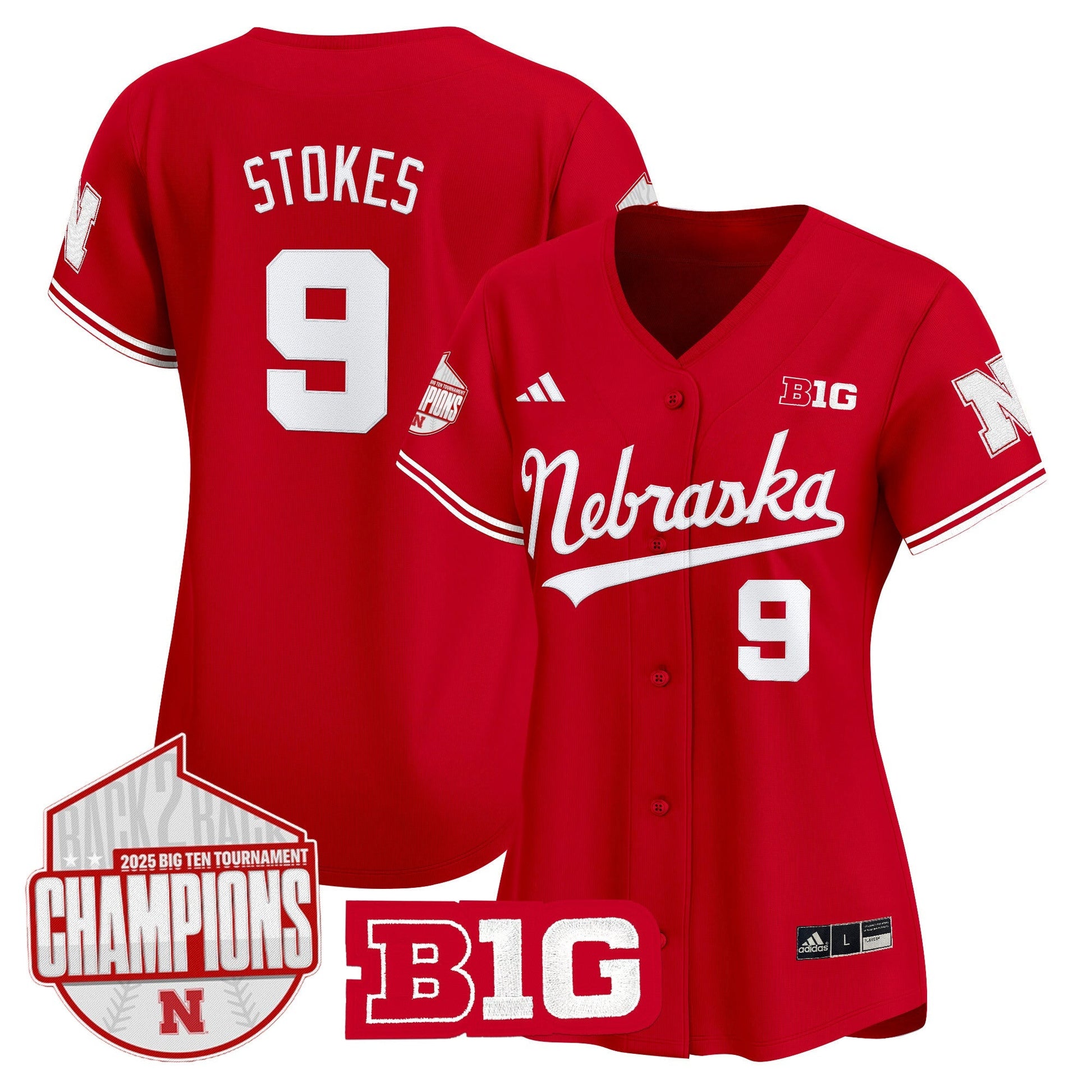 Women's Nebraska Huskers Back 2 Back Champions Patch Vapor Premier Limited Jersey - All Stitched