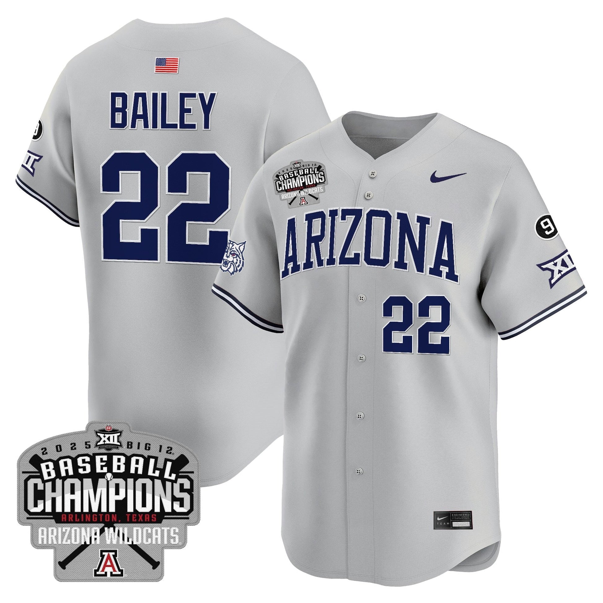 Men's Arizona Wildcats 2025 Big 12 Champions Vapor Premier Limited Jersey - All Stitched