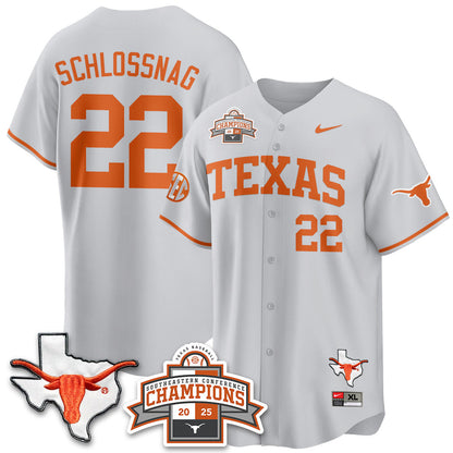 Men's Texas Baseball 2025 Southeastern Conference Champions Jersey - All Stitched