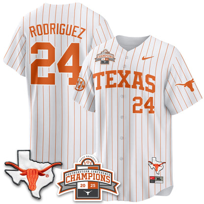 Men's Texas Baseball 2025 Southeastern Conference Champions Jersey - All Stitched